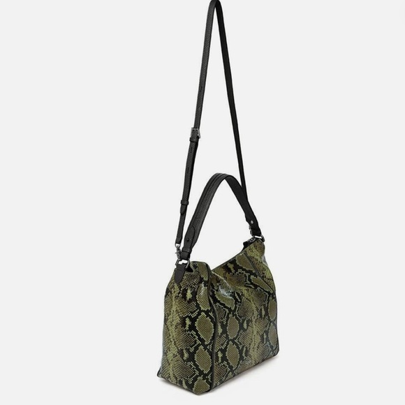 NWT Botkier Woman's Soho Medium Leather Hobo Bag Military Green Snake - Picture 2 of 9